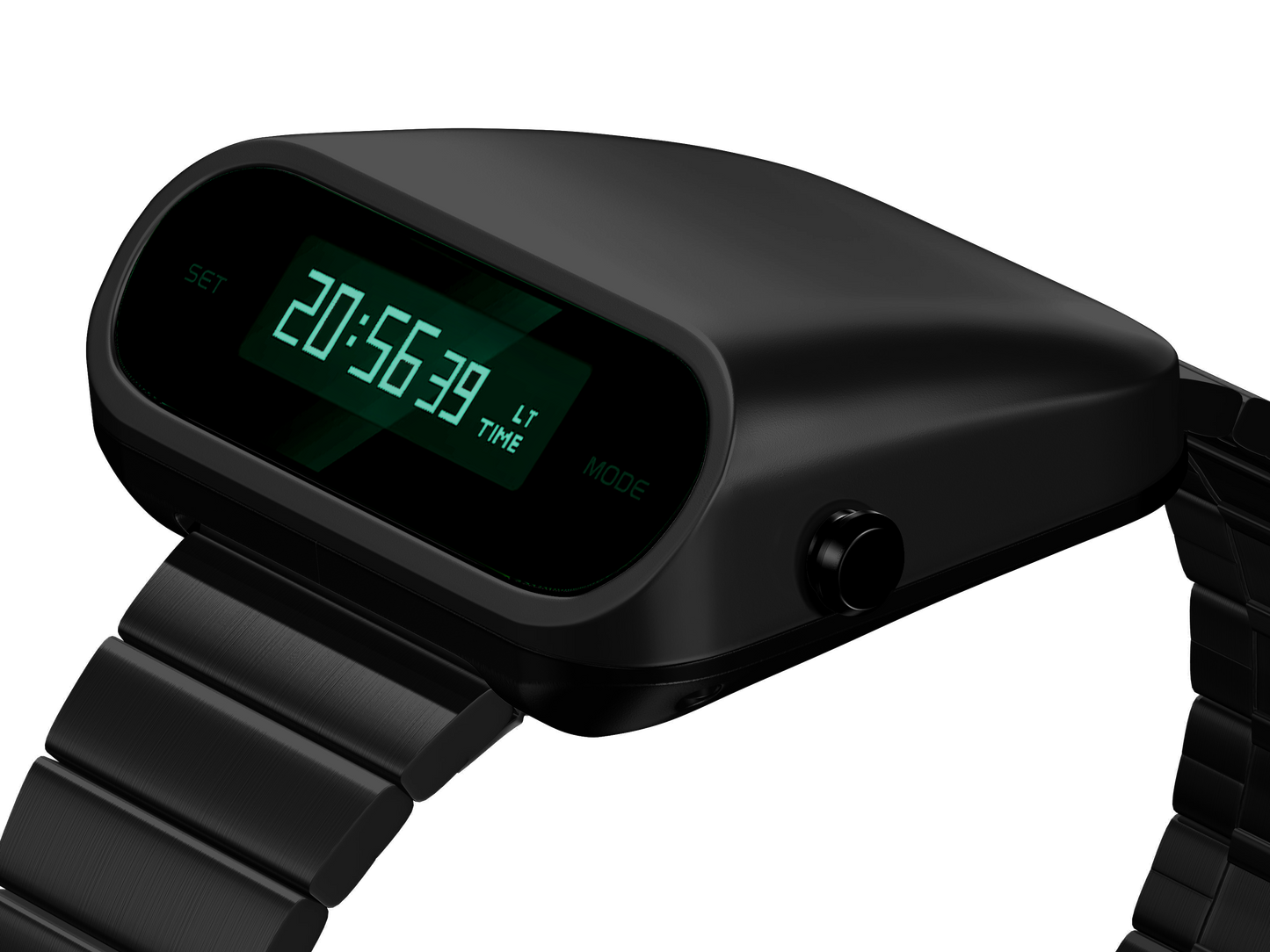 retro digital watch-black detail view-S1000BG