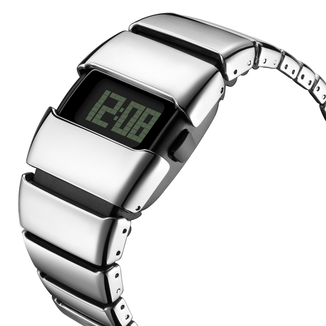 Retro-Futuristic Metal Unique Digital Watch-X6000S-Shiny