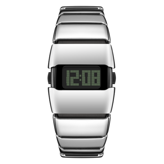 Retro-Futuristic Metal Unique Digital Watch-X6000S-Shiny