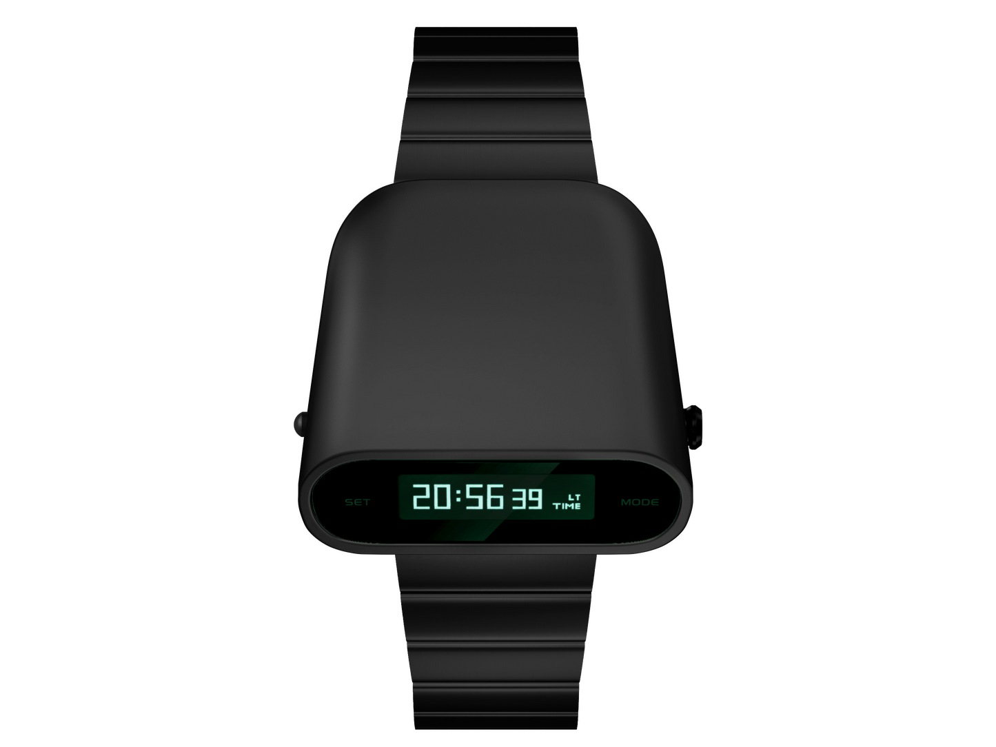 retro digital watch-black top view-S1000BG